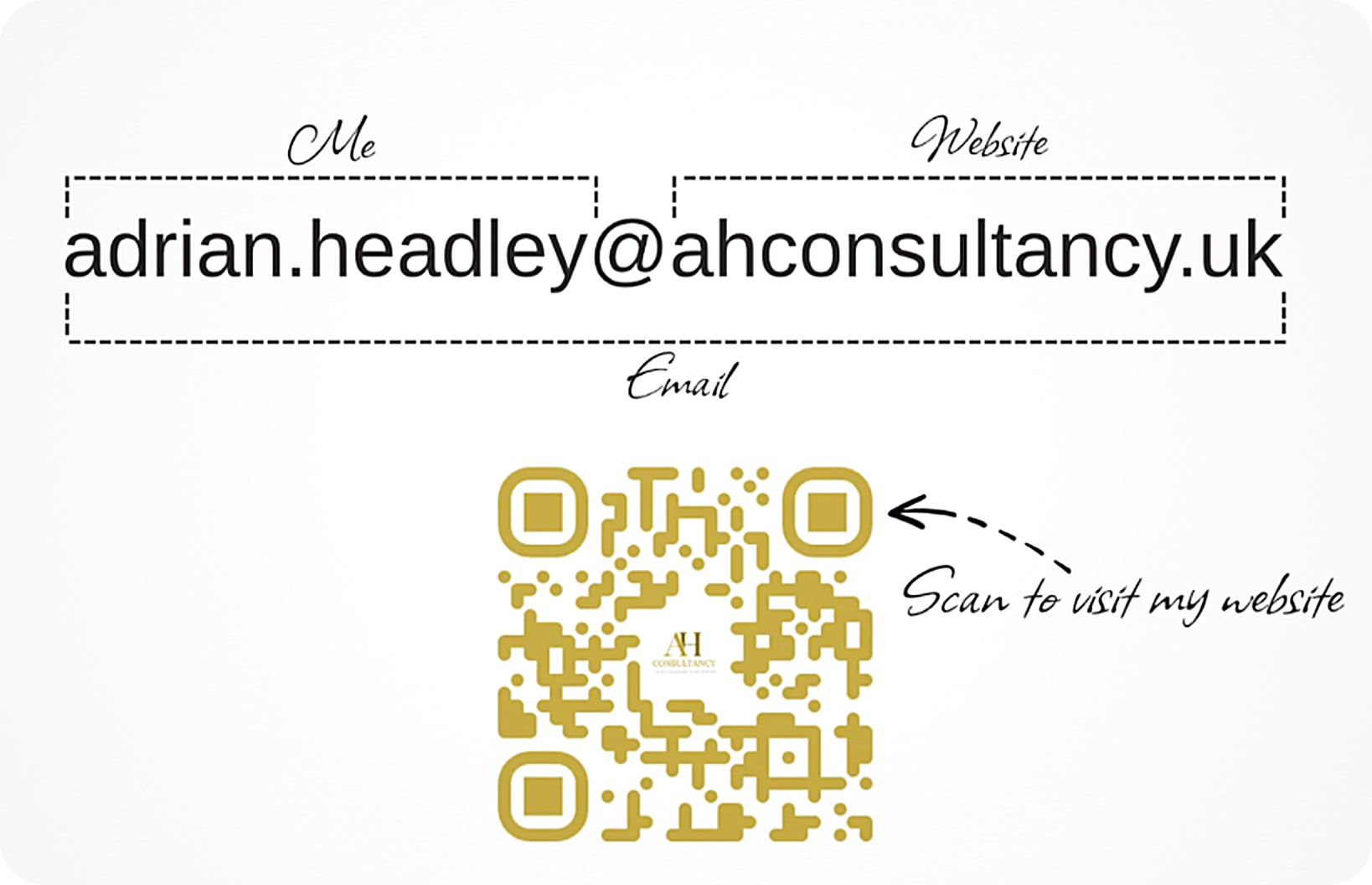 Back of AH Consultancy business card