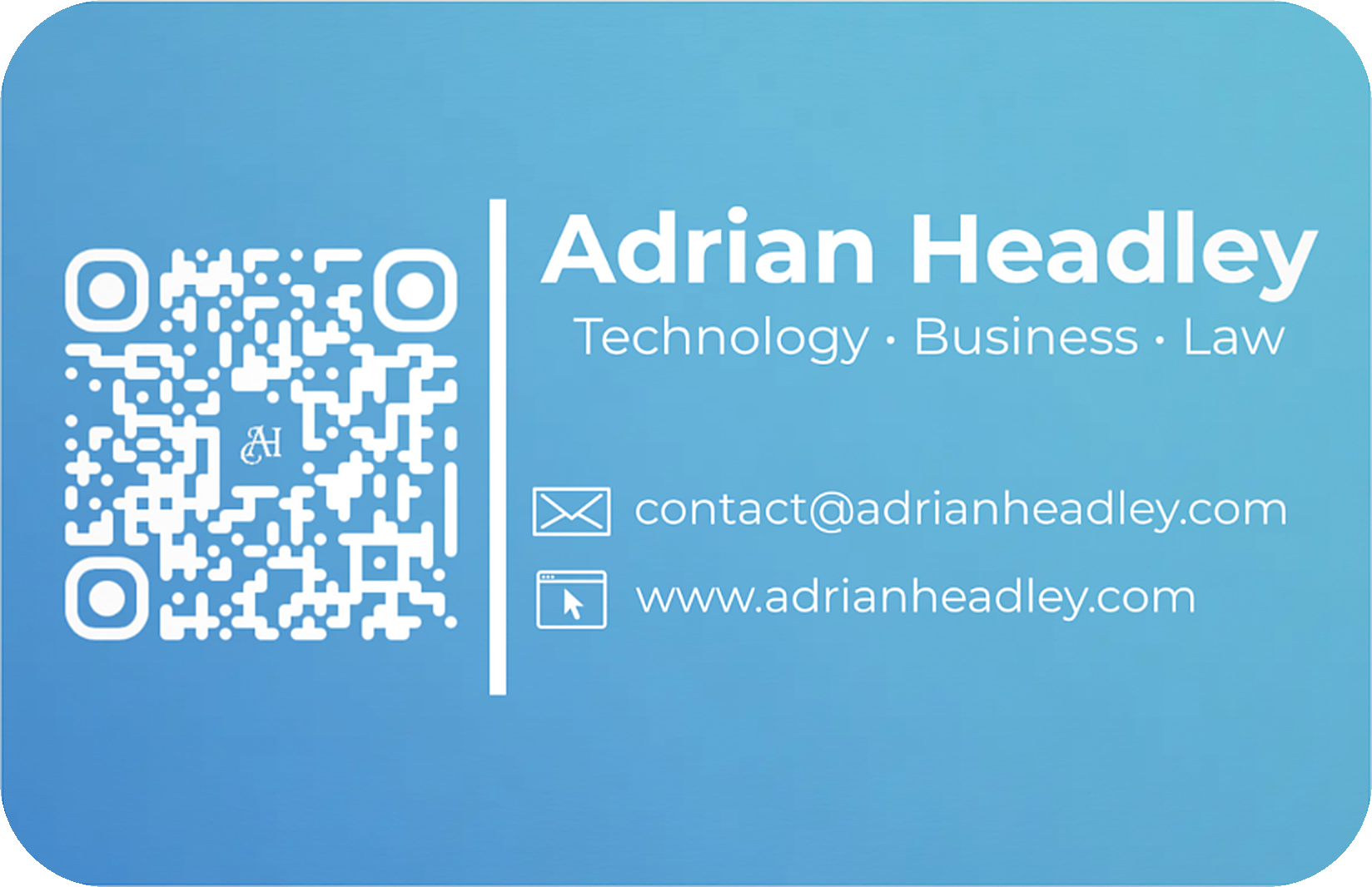 Back of Adrian Headley business card